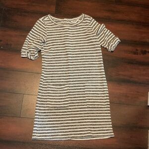 BB Dakota Striped Short Sleeve Mini Dress - Gray & White